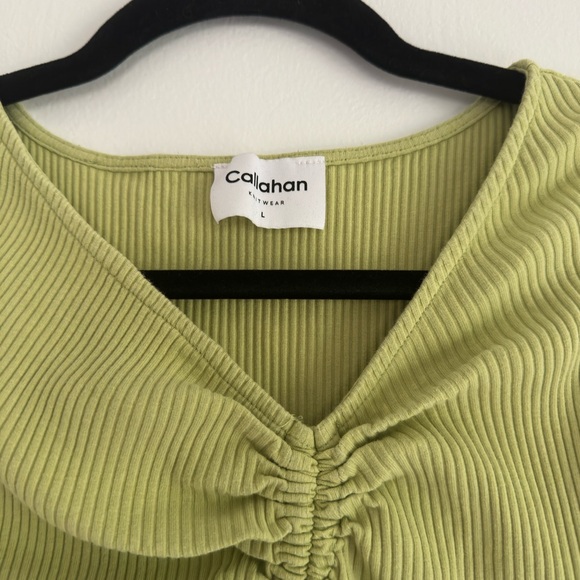 Callahan Light Green Ruched Tank Top - Picture 2 of 4